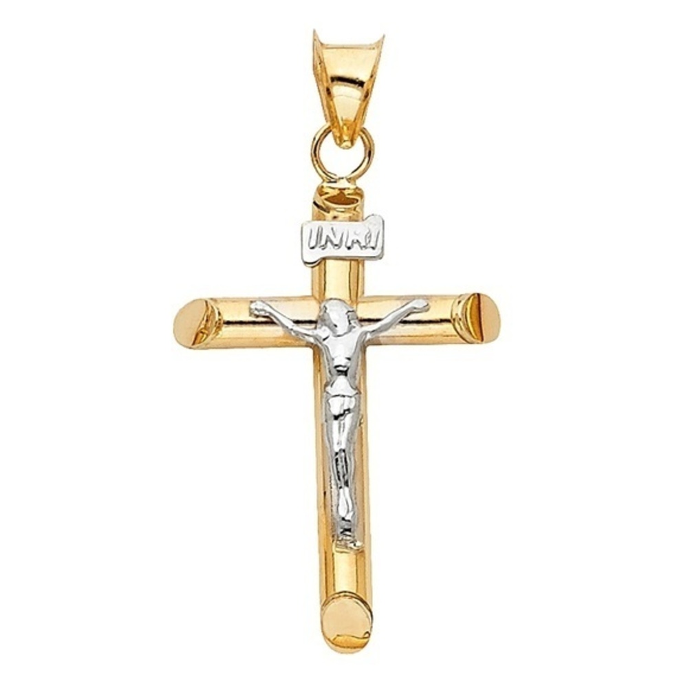 14k solid gold crucifix cross Jesus pendant
